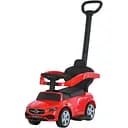Каталка-толокар 668L-3, з батьківською ручкою, звукові ефекти, шкіряне сидіння, червона