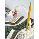 Пасхальная корзина Буковина (большая) с льняным полотенцем 70х30 см Рандеву (зеленый) и свеча