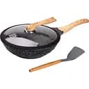 Сковорода ВОК MGC алюминиевая 30 см с антипригарным покрытием и кухонной лопаткой, черный MGC HP-4-448