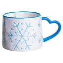 Новогодняя фарфоровая чашка для кофе и чая Снежинка 350 мл Белый с синим Yiwu FM-CS-55D