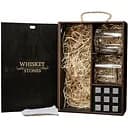 Подарунковий набір Whiskey Stones камені для віскі в дерев'яному пеналі №7 + 2 склянки Pasabahce Luna + щипці + мішечок