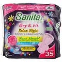 Гігієнічні прокладки Sanita Dry & Fit Relax Night Wing з крильцями 35 см 8 шт.