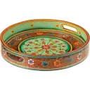Піднос J-line дерев'яний круглий в індійському стилі різнокольоровий діаметр 40 см (50555)
