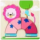 Дерев'яна іграшка пазли Bambi MD 2925, 15х15 см Рожевий лев