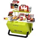 Ігровий набір для дітей Магазин фаст-фуду з прилавком і продуктами у валізі зелений