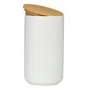 Банка для зберігання керамічна з бамбуковою кришкою 10.3х18.3 см біла (710250530-11)