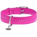 Ошейник для собак Waudog Glamour, двойной со стразами, кожаный, с QR паспортом, 27-36х1,5 см, розовый