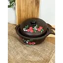 Котел с крышкой керамический (глиняный) резной Вишня 3 л