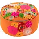 Пуф J-line з квітами ручна вишивка 50 см помаранчевий (41628)