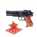 Шахаб Голд іграшковий пістолет Huada Toys з пістонами і нагрудний значок. арт. 282