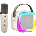Детская Bluetooth колонка с микрофоном 5Вт RGB подсветка Мини караоке 2000mAh K12 Бежевый