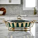 Мармит фарфоровый настольный овальный 2 литра мармитница с подогревом Yiwu JY-7