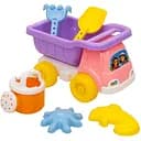Песочный набор 153720-2 игровой комплект с самосвалом, воронкой и формочками в сетке.