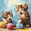 Набор для росписи по номерам Клубочки, Ideyka, 30x30 см, КНО6721