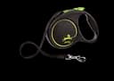 Поводок-рулетка Flexi Black Design S, лента 5 м, для собак до 15 кг, черный с зеленым (FU12T5.251.S CG)