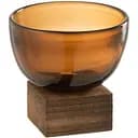 Свічник J-line скляний на дерев'яній підставці коричневий (18655)