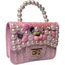 Детская сумка перламутровая с бисером розовая (24-556)