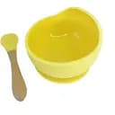 Силіконова тарілка на присосці Mega Zayka з дерев'яною ложкою MGZ-0103 (Yellow)