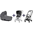 Люлька Cybex Mios Lux Simply flowers grey + Комплект текстилю для прогулянкового блоку Cybex Mios Simply Flowers Grey + Шасі для коляски Cybex Mios LS RBA Matt Black