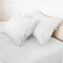 Простыня на резинке MirSon Linen Winter flower Лен 180х200 см белая (2200008249526)