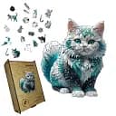 Пазл деревянный Кошка Снежинка, А5, 35 элементов, Деревянная коробка