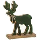 Статуэтка Оленя рождественская J-line деревянная ручная работа 22 см зеленая (37936)