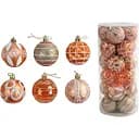 Набір новорічних прикрас 24 іграшки на ялинку з малюнками, помаранчевого кольору (160826)