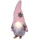 Новогодняя мягкая игрушка Novogod'ko Гном лыжник в розовом колпаке LED нос 33 см (974633)