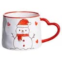 Новогодняя фарфоровая чашка для кофе и чая Снеговик 350 мл Белый с красным Yiwu FM-CS-55A