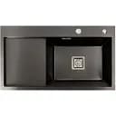 Кухонная мойка Platinum Handmade Pvd 780x430x220 L нержавейка черная (квадратный сифон 3.0/1.0)