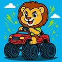 Картина за номерами для дітей "Лев на машині" Ideyka 25х25 см КНО1307