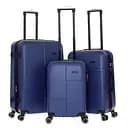 Набір валіз 3в1 пластик з кодовим замком та телескопічною ручкою синій (522)
