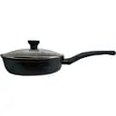 Сковорода Krauzer Prime TG-Line Titan-Granit кована глибока зі скляною кришкою 22 см (77075)