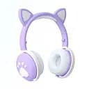 Бездротові дитячі навушники CAT ВК-1 з котячими вушками і LED підсвічуванням, подарункові світло-фіолетові