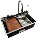 Кухонна мийка Platinum Handmade Водоспад 75x45М сатин