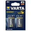 Батарейка крона Varta Energy 6F22 сольова 9V 2 шт.