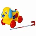 Музыкальная каталка на палочке Веселый Песик 370, 18 см, с телефоном жёлтая