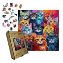 Дерев'яний фігурний пазл Колоритні Котики, А1, Дерев'яна коробка 500+ елементів