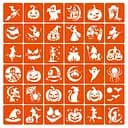 Набір трафаретів для біо-тату "Хелловін №3" Hallowween-3-36, 36 трафаретів 5х5 см