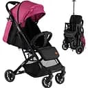 Прогулянкова дитяча коляска Joy Comfort L-20115 (рожева) зі сталевою рамою, футкавером та підсклянником