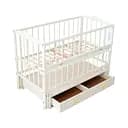 Детская кроватка Ангелина с шарнирным механизмом и откидной боковиной, ящик бук слоновая кость