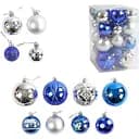 Набір новорічних прикрас 34 кульки на ялинку різної текстури, срібного та синього кольору (160785)