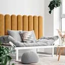 Стінова панель, з закругленим краєм, оксамитове узголів'я ліжка, жовта 30*100*4 см