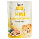 Беззерновой влажный корм для собак миниатюрных пород Brit Care Mini pouch кролик и лосось в соусе 85 г