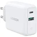 Адаптер питания для телефона Ugreen CD170 White USB+USB Type-C Wall Charger 36W 3A
