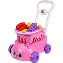 Детская игрушечная тележка для супермаркета с продуктами, розового цвета