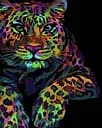 Набір для розпису по номерах Поп-арт леопард, Strateg, на чорному фоні, 40x50 см, AH1046