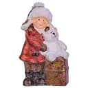 Новогодний декор Девочка с подарком Yiwu CR-5-17 с подсветкой 12×6×20 см из фарфора 