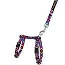 Шлея для котів та собак дрібних порід BronzeDog Urban Гуцульська з нашивкою та повідцем XXS 15-23 см фіолетова