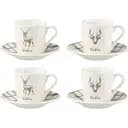 Комплект чашек J-line рождественские с оленем для эспрессо 4 шт. (49246)